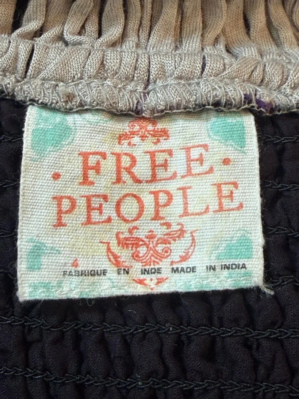 Free People Y2K Vintage Cotton Linen Purple Black Mini Dress Whimsigoth Cottage